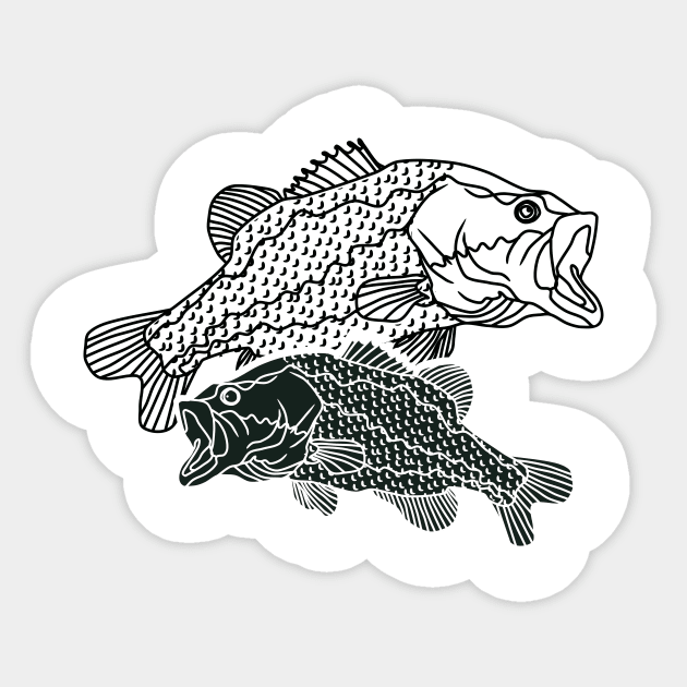 group of black bass fish Sticker by bloomroge